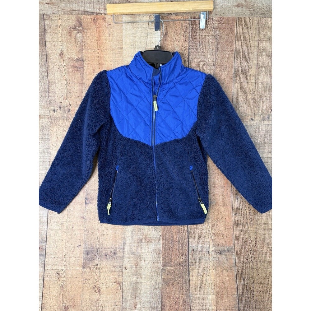 Champion Boys M 8-10 Sherpa Fleece Jacket Blue Quilted Full Zip Outdoor